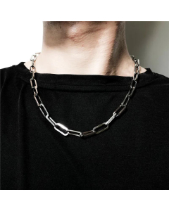 Male And Female Hip-Hop Bold Chain Clavicle Chain Stainless Steel Necklace -Steel Color-01
