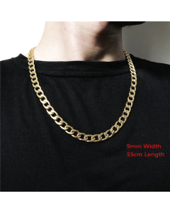 Male And Female Hip-Hop Bold Chain Clavicle Chain Stainless Steel Necklace -Gold Color-01