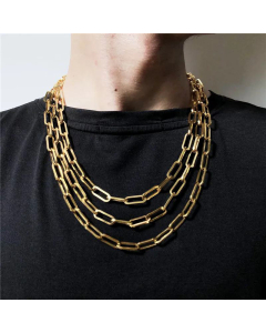 Male And Female Hip-Hop Bold Chain Clavicle Chain Stainless Steel Necklace 