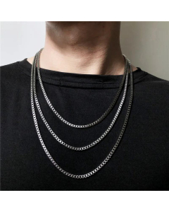 Retro Box Chain Couple Chain Necklace Stainless Steel Fine Jewelry