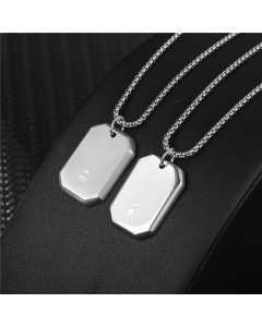 Fashion Men's Stainless Steel Pendant Sweater Chain Titanium Steel Necklace Simple 6-Side Pendant Necklace 