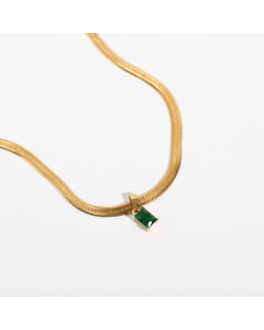 Square Zircon Necklace Width 3mm Wide Flat Snake Chain Sweater Chain Titanium Steel