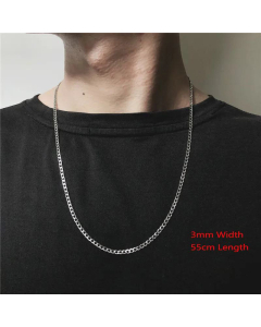 Hip-Hop Thick Chain Necklace Punk Stainless Steel Curby Chain Necklace -Steel Color-01