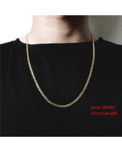 Hip-Hop Thick Chain Necklace Punk Stainless Steel Curby Chain Necklace -Gold Color-01