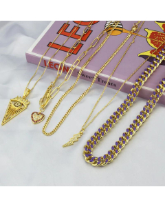 Women's Twin Lightning Love Eyes Multiple Combination Clavicle Chain Ins Style Titanium Steel Chain Necklace 