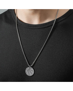 Fashion Simple Style Necklace Smooth Hollow Basketball Pendant Stainless Steel 
