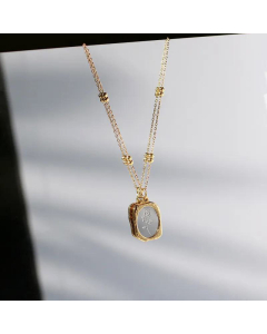 Vintage Bead Sweater Chain Titanium Steel Magic Mirror Rose Flower Necklace Wholesale Steel Items