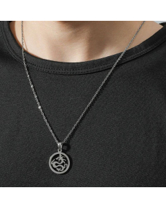 Smooth Dragon Totem Necklace Simple Hollow Dragon Pendant Titanium Steel