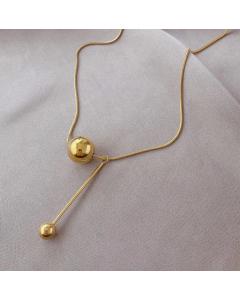 Wholesale Fashion Clavicle Chain Pendant Golden Ball Titanium Steel Necklace