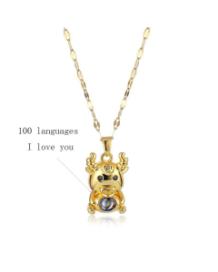 New Creative Thermostone Necklace Zodiac Bull Projection Necklace Pendant Earrings Set