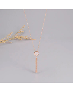 Fashion Tassel Pentagonal Clavicle Chain Rose Gold Necklace Titanium Steel