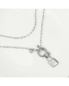 Retro Temperament Personality OT Buckle Lock Pendant Necklace Popular Accessories