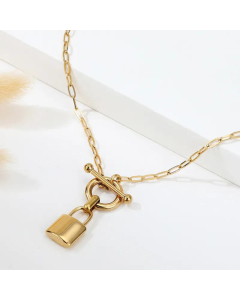Retro Temperament Personality OT Buckle Lock Pendant Necklace Popular Accessories