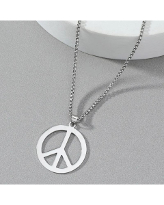 Anti-War Peace Sign Necklace Titanium Steel Pendant Korean Sweater Chain