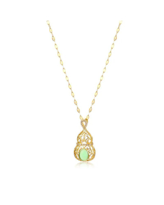 Titanium Steel Gourd Jasper Pendant Hollow Gourd Lip Chain Necklace 