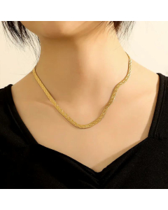 Female Ins Blogger Cold Wind Solid Stainless Steel Snake Chain New Titanium Steel Necklace Flat Snake Bones Chain 