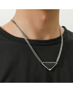Fine Wholesale Suuplier New Stainless Steel Geometric Pattern Triangle Necklace
