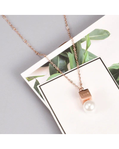 LOVE Square Hanging Pearl Necklace Classic Style Word Printing Calendering Room Bead Necklace