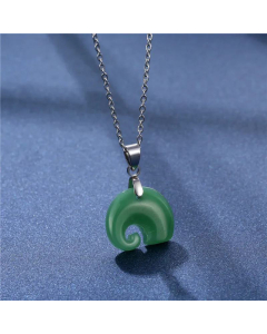 Auspicious Elephant Stainless Steel Clavicle Chain Imitation Jade Elephant Fine Necklace