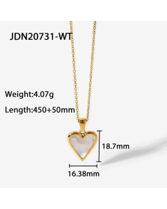  Jewelry 18K Golden White Shell Green Malachite Black Shell Love Pendant Necklace Stainless Steel