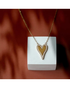 18K Retro Micro-Inlaid Rhinestone Love Glossy Titanium Steel Necklace Wholesale Jewelry 