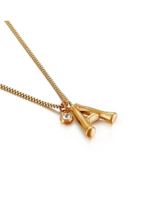 Wholesale Jewelry Fashion 26 Letter Golden Pendant Stainless Steel Necklace 