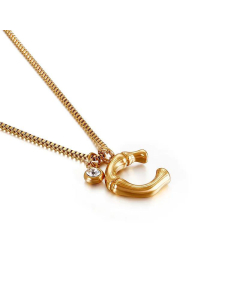 Wholesale Jewelry Fashion 26 Letter Golden Pendant Stainless Steel Necklace 