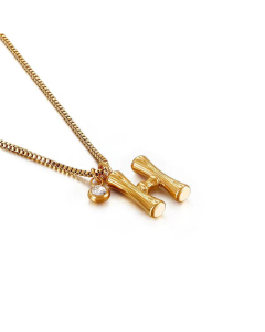Wholesale Jewelry Fashion 26 Letter Golden Pendant Stainless Steel Necklace 