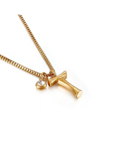 Wholesale Jewelry Fashion 26 Letter Golden Pendant Stainless Steel Necklace 