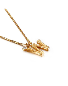 Wholesale Jewelry Fashion 26 Letter Golden Pendant Stainless Steel Necklace 