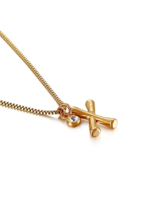 Wholesale Jewelry Fashion 26 Letter Golden Pendant Stainless Steel Necklace 