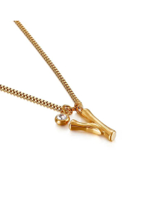 Wholesale Jewelry Fashion 26 Letter Golden Pendant Stainless Steel Necklace 