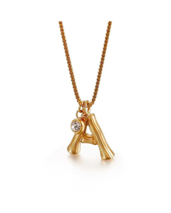 Wholesale Jewelry Fashion 26 Letter Golden Pendant Stainless Steel Necklace 