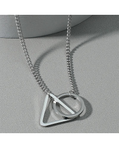 Geometric Body Round Triangle Square Combination Titanium Steel Necklace