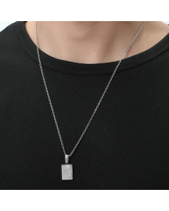Fine Jewelry Radial Square Pendant Sun Moon Stainless Steel Necklace Clavicle Chain Couple Necklace