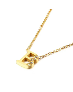 Fashion Capital Diamond Gold 26 English Letters Stainless Steel Necklace Wholesale.
