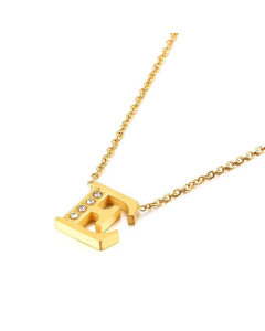 Fashion Capital Diamond Gold 26 English Letters Stainless Steel Necklace Wholesale.