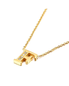 Fashion 26 Capital Diamond Gold English Letters Stainless Steel Necklace Wholesale 