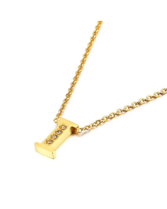 Fashion Capital Diamond Gold 26 English Letters Stainless Steel Necklace Wholesale.