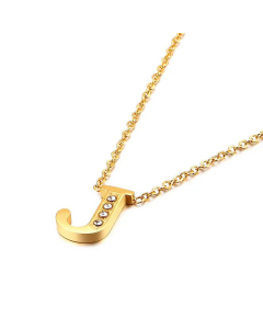 Fashion Capital Diamond Gold 26 English Letters Stainless Steel Necklace Wholesale.