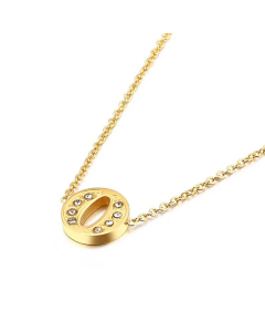 Fashion Capital Diamond Gold 26 English Letters Stainless Steel Necklace Wholesale.