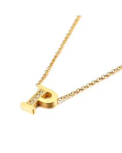 Fashion Capital Diamond Gold 26 English Letters Stainless Steel Necklace Wholesale.