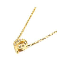 Fashion Capital Diamond Gold 26 English Letters Stainless Steel Necklace Wholesale.
