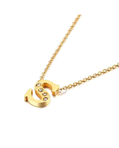 Fashion Capital Diamond Gold 26 English Letters Stainless Steel Necklace Wholesale.