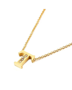 Fashion Capital Diamond Gold 26 English Letters Stainless Steel Necklace Wholesale.