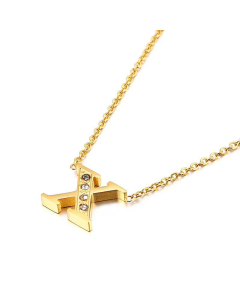 Fashion 26 Capital Diamond Gold English Letters Stainless Steel Necklace Wholesale 