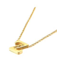 Fashion Capital Diamond Gold 26 English Letters Stainless Steel Necklace Wholesale.