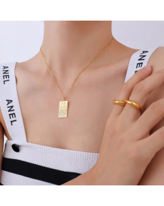 Retro Plated 18 Real Gold Necklace Sun And Moon Embossed Titanium Steel Wholesale 