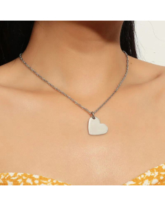 Stainless Steel Heart-Shaped Stitchable Necklace Simple Couple Puzzle Pendant 