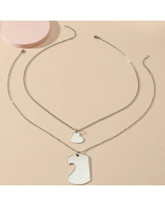 Stainless Steel Heart-Shaped Stitchable Necklace Simple Couple Puzzle Pendant 